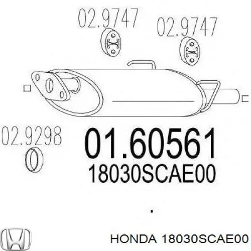 18030SCAE00 Honda Silenciador, parte traseira