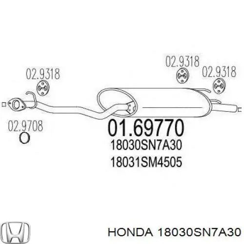Compre 18030SN7A30 Honda Silenciador, parte traseira
