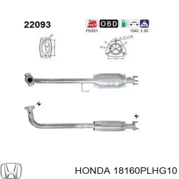 Compre 18160PLHE00 Honda Convertidor - catalisador