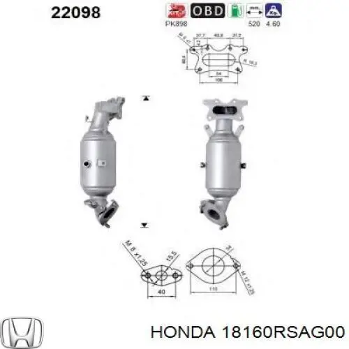 Compre 18160RSAG00 Honda Convertidor - catalisador