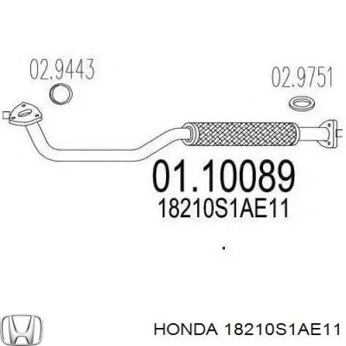 Tubo de admissão dianteiro (calças) do silenciador Honda 18210S1AE11 preço, a partir de 74,61 USD