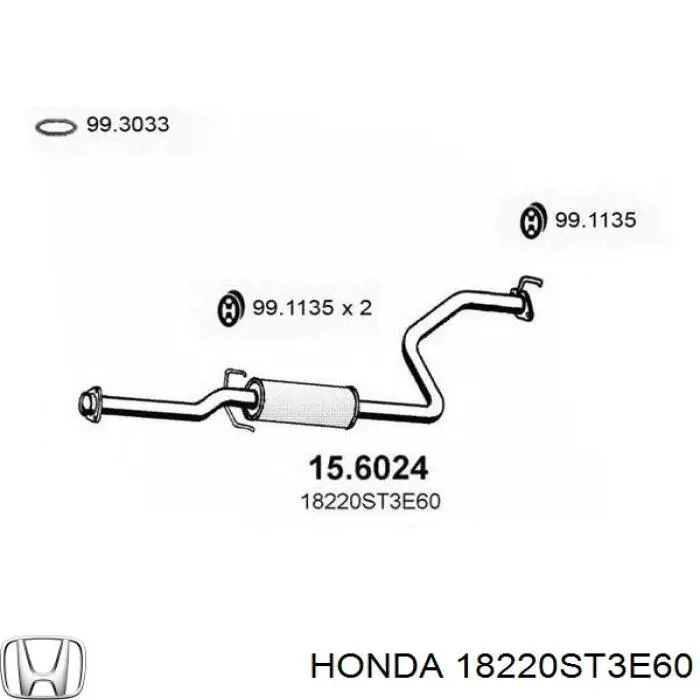 Compre 18220ST3E60 Honda Silenciador, parte central