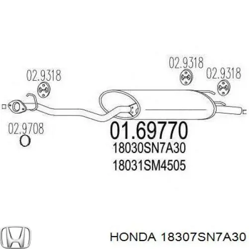 Compre 18307SN7A30 Honda Silenciador, parte traseira
