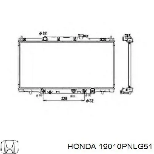 19010PNLG51 Honda Radiador de esfriamento de motor