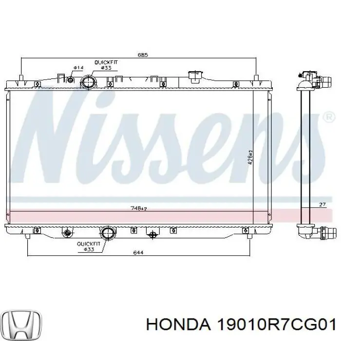Compre 19010R7CG01 Honda Radiador de esfriamento de motor
