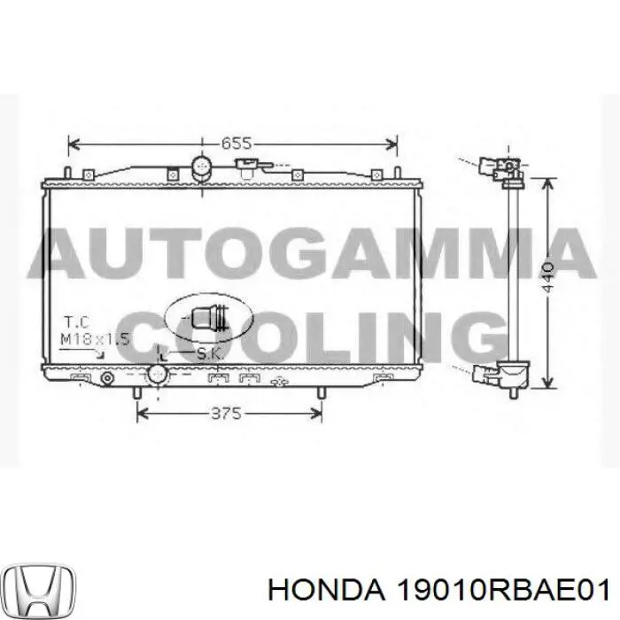 Compre 19010RBAE01 Honda Radiador de esfriamento de motor