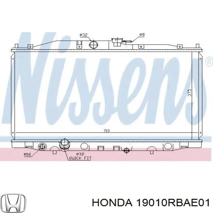 Radiador de esfriamento de motor Honda 19010RBAE01 preço, a partir de 118,36 USD