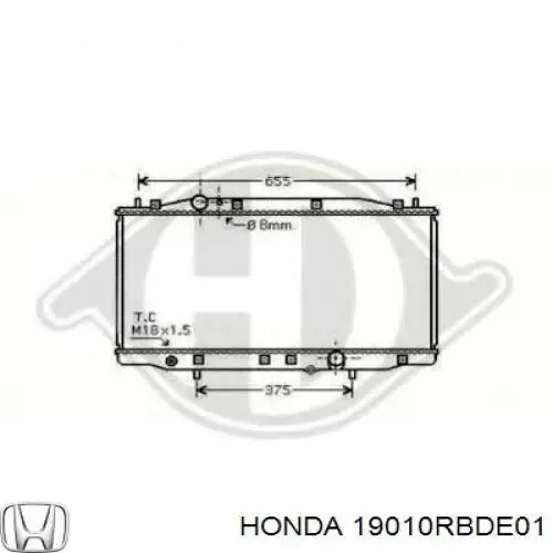 19010RBDE01 Honda Radiador de esfriamento de motor