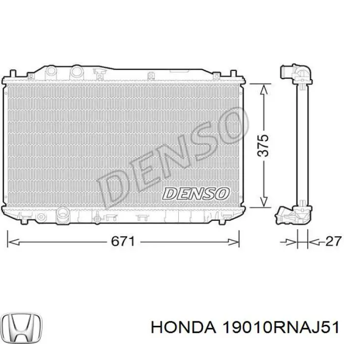 Radiador de esfriamento de motor Honda 19010RNAJ51