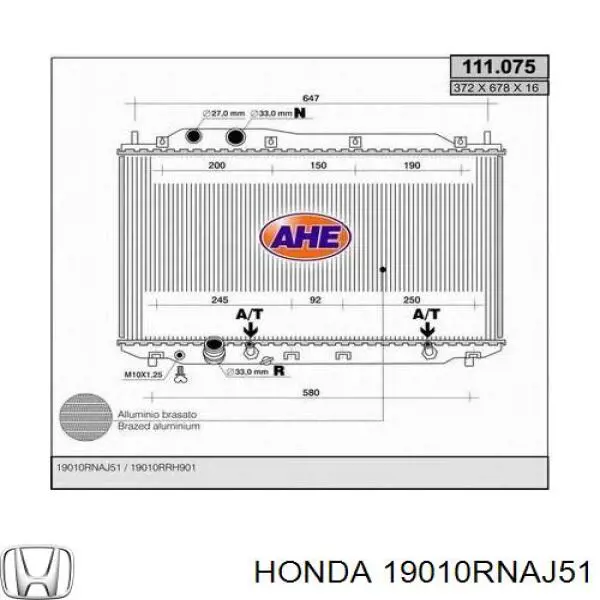 Radiador de esfriamento de motor Honda 19010RNAJ51 preço, a partir de 107,20 USD