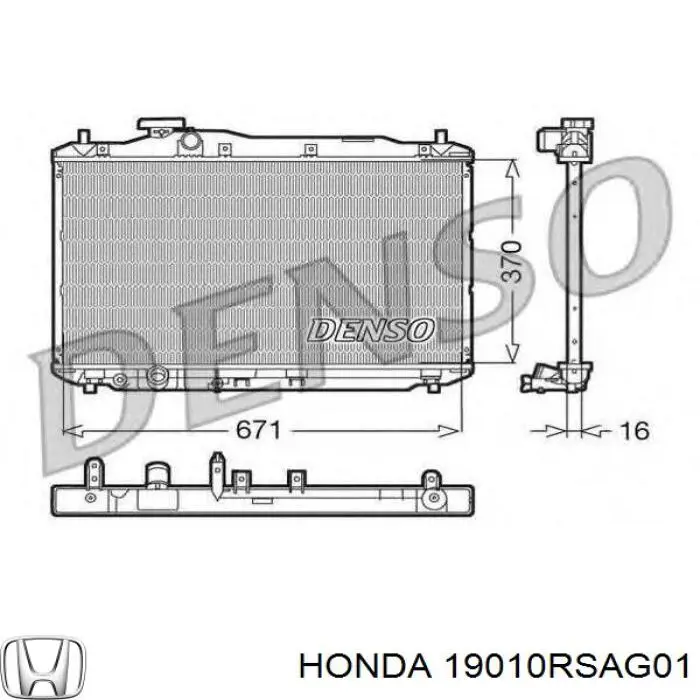 19010RSAG01 Honda Radiador de esfriamento de motor