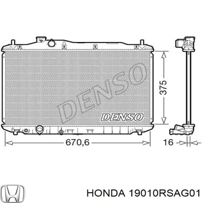 Radiador de esfriamento de motor Honda 19010RSAG01 preço, a partir de 112,80 USD