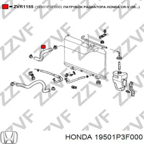 Compre 19501P3F000 Honda Mangueira (cano derivado) do radiador de esfriamento superior