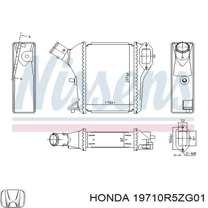 Radiador de intercooler Honda 19710R5ZG01 preço, a partir de 168,97 USD