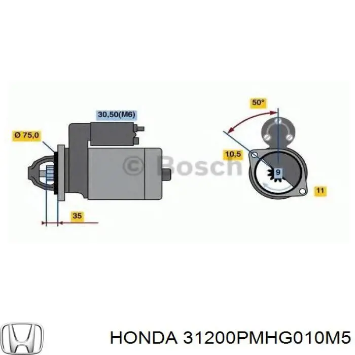 Motor de arranco Honda 31200PMHG010M5 preço, a partir de 70,69 USD