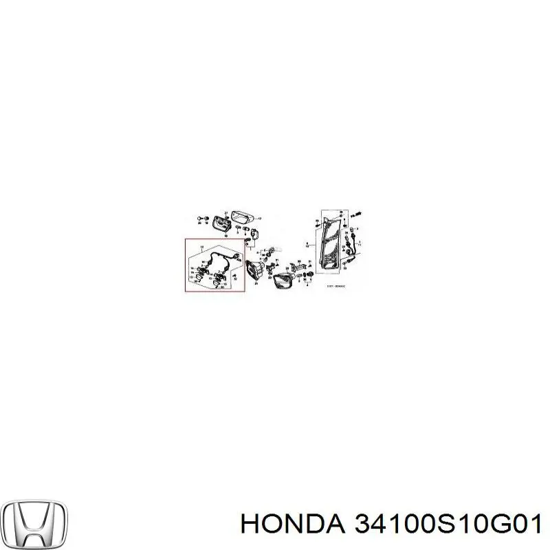 34100S10G01 Honda Lanterna da luz de fundo de matrícula traseira