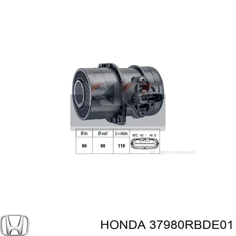 Sensor de fluxo (consumo) de ar, medidor de consumo M.A.F. - (Mass Airflow) Honda 37980RBDE01 preço, a partir de 98,92 USD