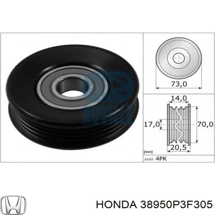 Compre 38950P3F305 Honda Rolo de reguladora de tensão da correia de transmissão