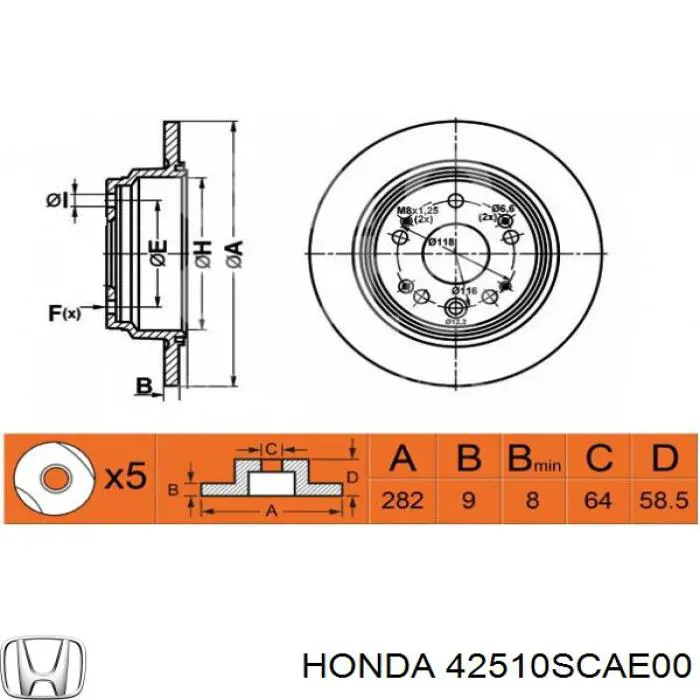 42510SCAE00 Honda Disco do freio traseiro