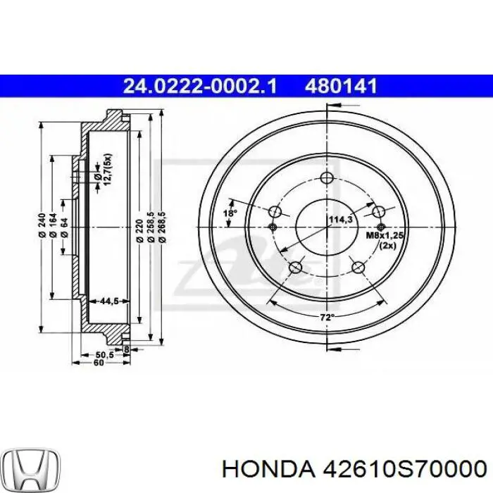 Tambor do freio traseiro Honda 42610S70000 preço, a partir de 45,76 USD
