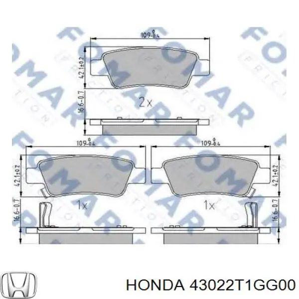 43022T1GG00 Honda Sapatas do freio traseiras de disco