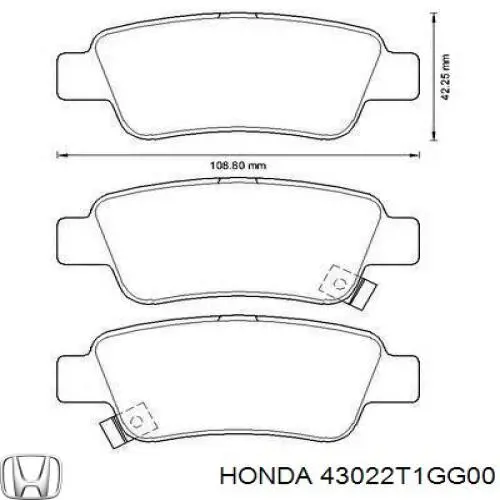 Compre 43022T1GG00 Honda Sapatas do freio traseiras de disco