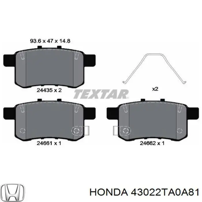 Compre 43022TA0A81 Honda Sapatas do freio traseiras de disco