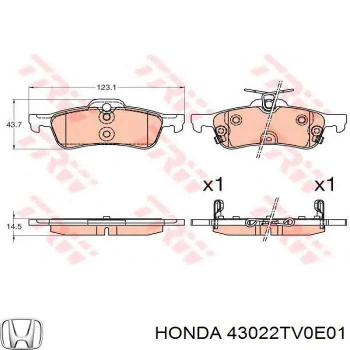 Sapatas do freio traseiras de disco Honda 43022TV0E01 preço, a partir de 30,93 USD