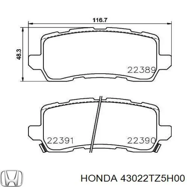 Sapatas do freio traseiras de disco 43022TZ5H02 Honda