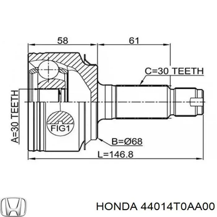 44014T0AA00 Honda Junta homocinética externa dianteira