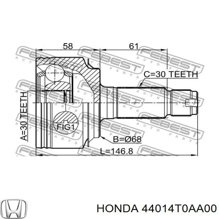 Junta homocinética externa dianteira 44014T0AA00 Honda