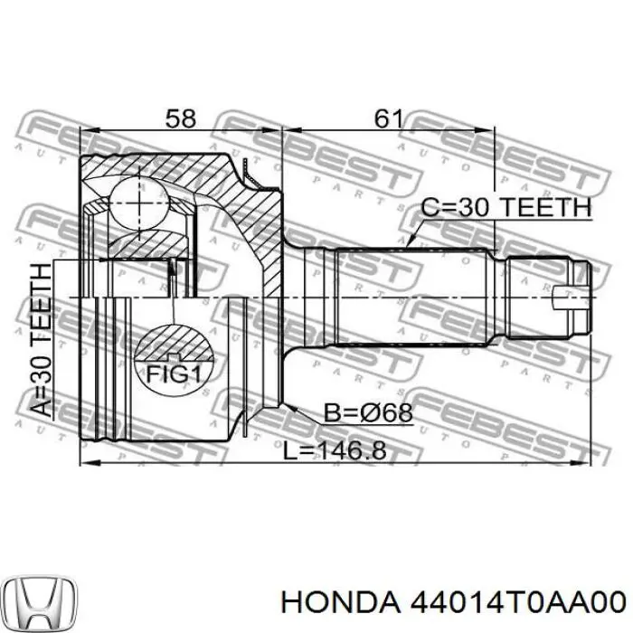 Junta homocinética externa dianteira Honda 44014T0AA00 preço, a partir de 141,94 USD