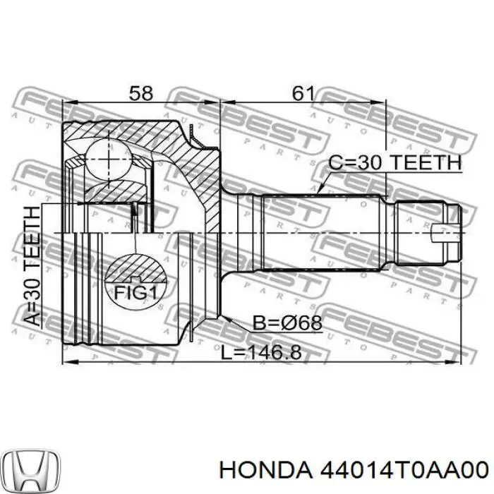 Compre 44014T0AA00 Honda Junta homocinética externa dianteira