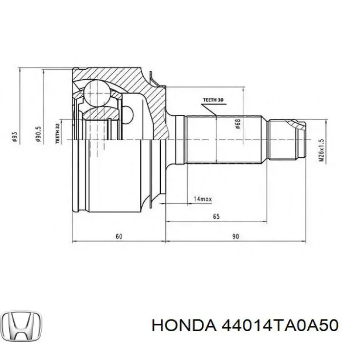 44014TA0A50 Honda Junta homocinética externa dianteira