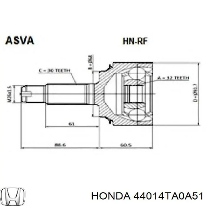 44014TA0A51 Honda Junta homocinética externa dianteira
