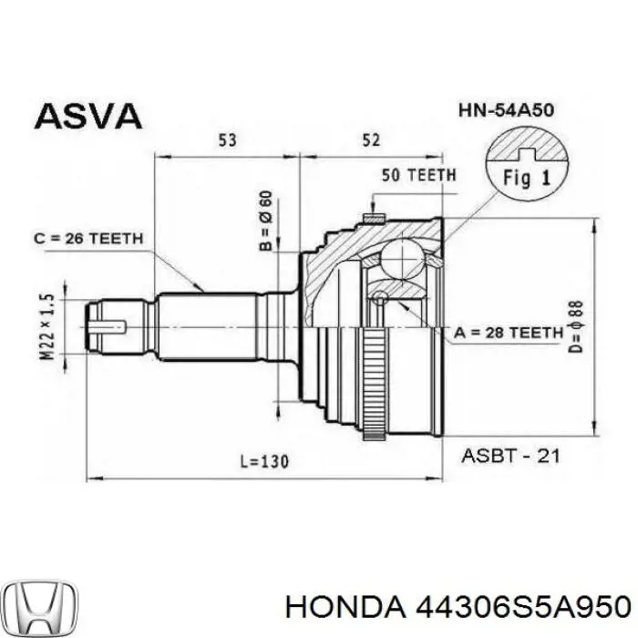 Compre 44306S5A950 Honda Semieixo (acionador) dianteiro esquerdo