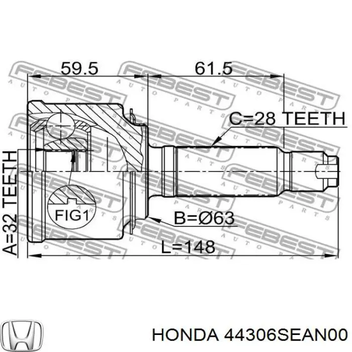 Compre 44306SEAN00 Honda Semieixo (acionador) dianteiro esquerdo