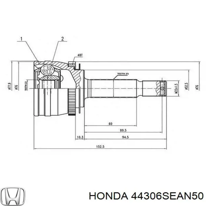 Compre 44306SEAN50 Honda Semieixo (acionador) dianteiro esquerdo