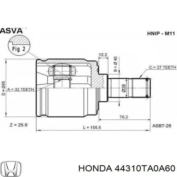 Compre 44310TA0A60 Honda Junta homocinética interna dianteira esquerda