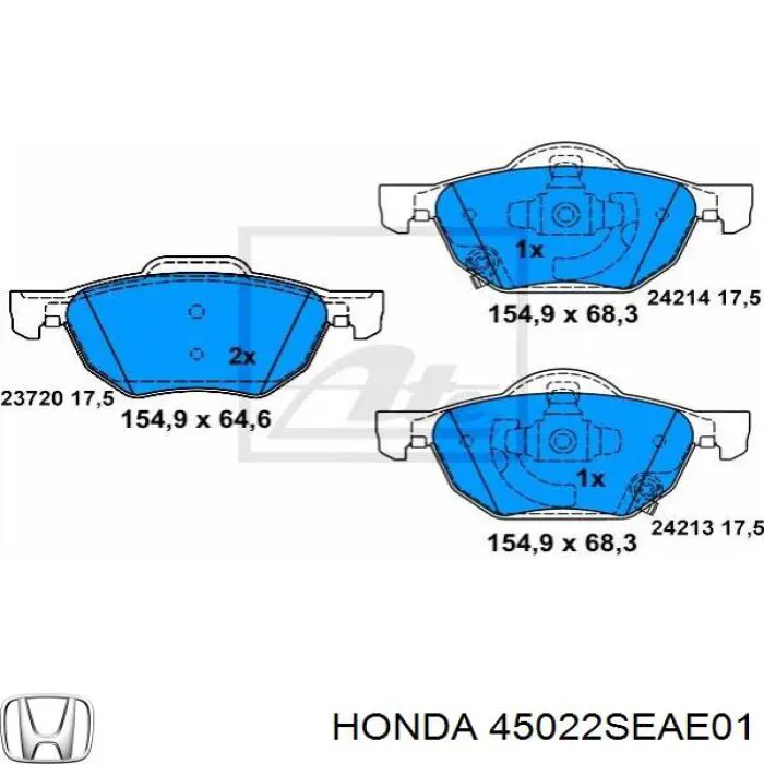Sapatas do freio dianteiras de disco Honda 45022SEAE01 preço, a partir de 32,21 USD
