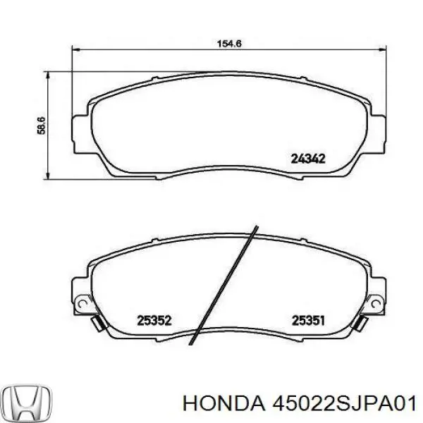 45022SJPA01 Honda Sapatas do freio dianteiras de disco