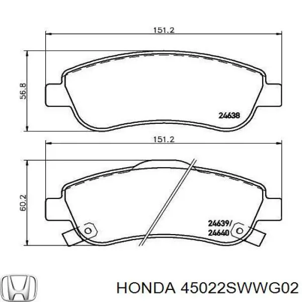 Sapatas do freio dianteiras de disco Honda 45022SWWG02 preço, a partir de 34,32 USD