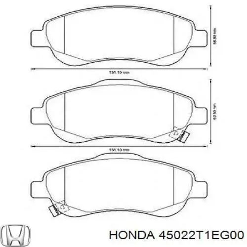 Compre 45022T1EG00 Honda Sapatas do freio dianteiras de disco