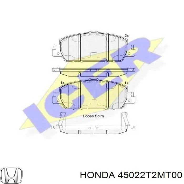 Sapatas do freio dianteiras de disco 45022T2MT00 Honda