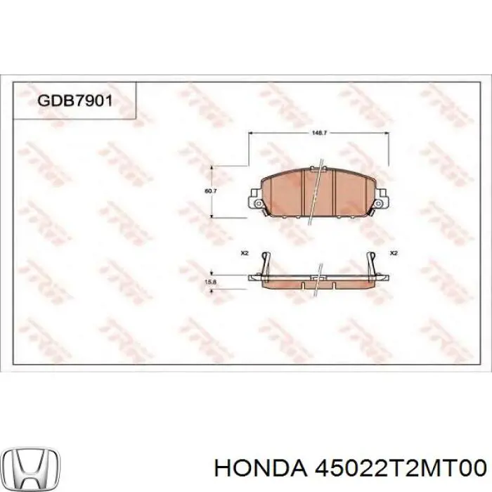 Sapatas do freio dianteiras de disco Honda 45022T2MT00 preço, a partir de 34,71 USD