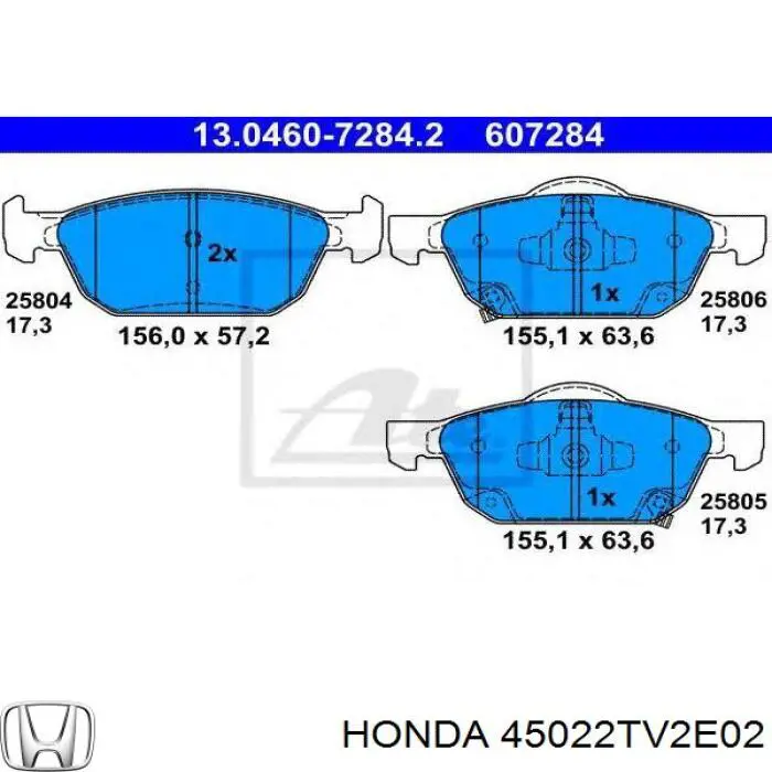 Compre 45022TV2E02 Honda Sapatas do freio dianteiras de disco