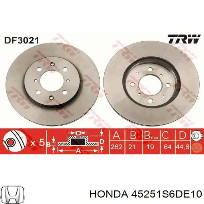 Compre 45251S6DE10 Honda Disco do freio dianteiro