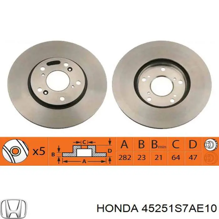 45251S7AE10 Honda Disco do freio dianteiro