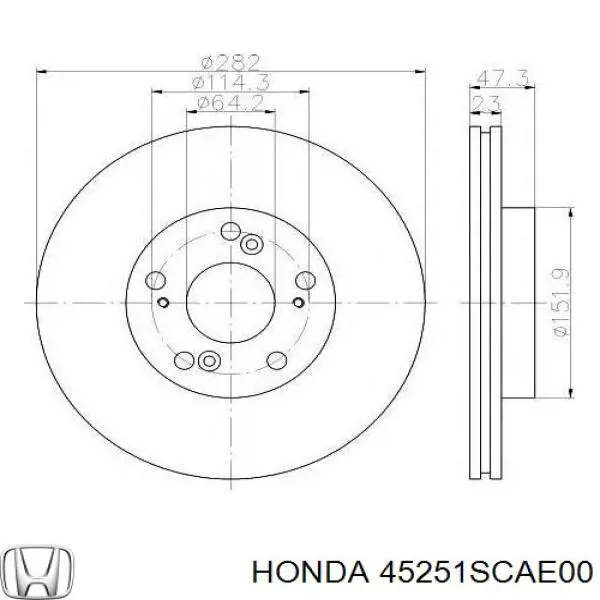 45251SCAE00 Honda Disco do freio dianteiro