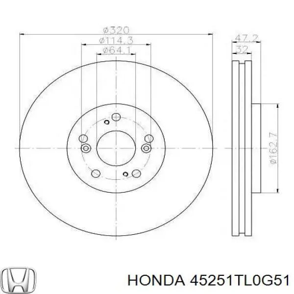 45251TL0G51 Honda Disco do freio dianteiro